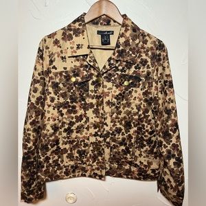 Willi Smith Women’s Silk Brown Floral Jacket SZ M